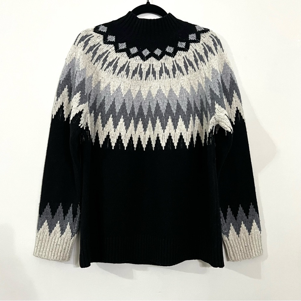 Obermeyer 100% wool  Ivy Mock Neck Fair Isle Nordic Sweater women's size XL - Picture 7 of 13